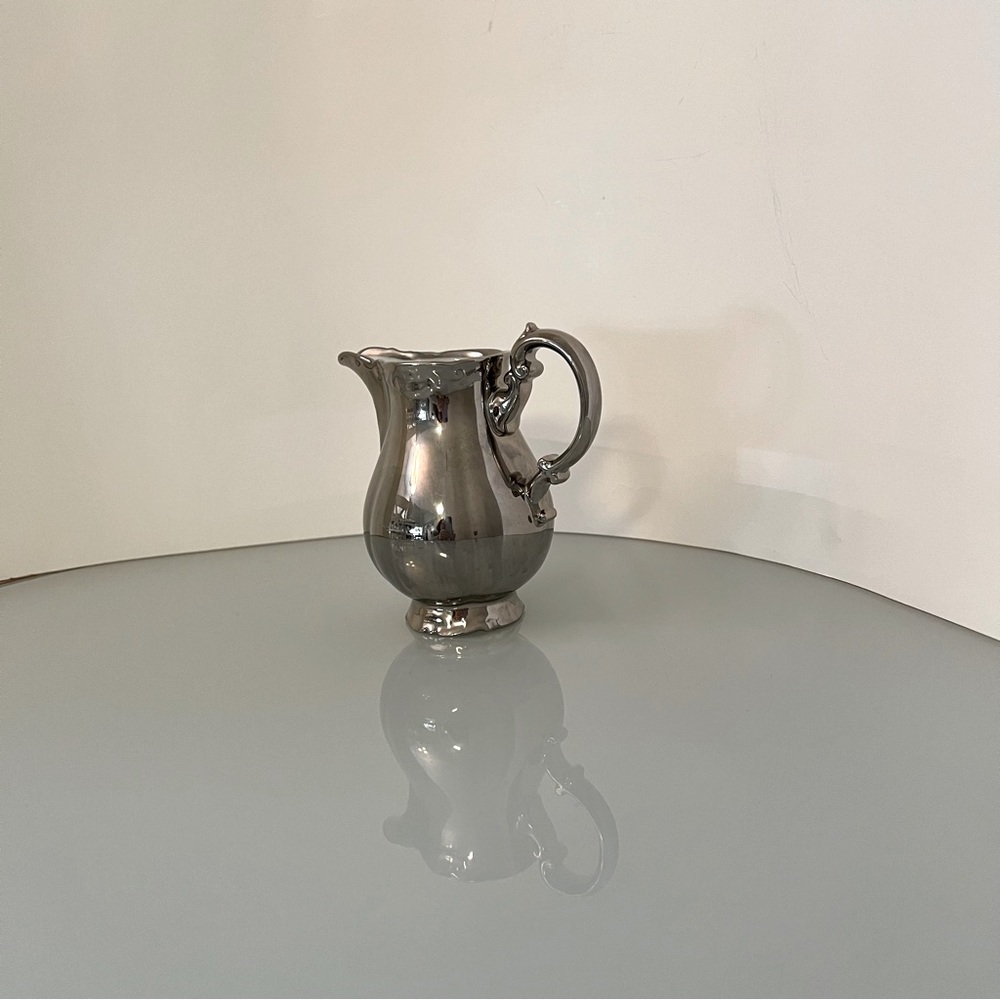 Rare Vintage Kgl. Priv. Tettau Silver Plated Porcelain Small Pitcher